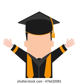 boy man male cartoon graduation cap university cloth icon. Flat and isolated design. Vector illustration