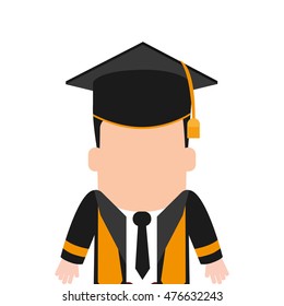 boy man male cartoon graduation cap university cloth icon. Flat and isolated design. Vector illustration