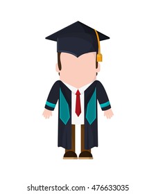 boy man male cartoon graduation cap university cloth icon. Flat and isolated design. Vector illustration