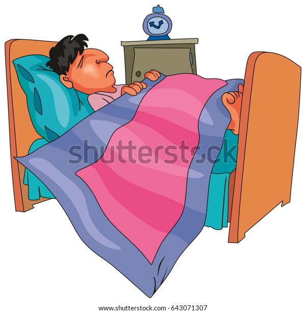 Boy Man Sleeping On His Bed Stock Vector (Royalty Free) 643071307 ...