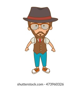 boy man wearing glasses hipster fashion lifestyle vector illustration