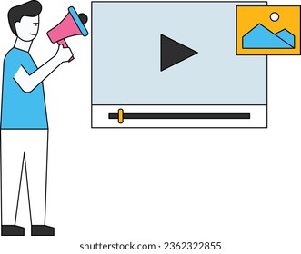 El chico está promocionando el video.