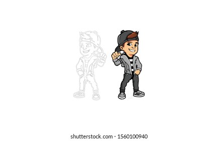 boy  mascot logo design. vektor