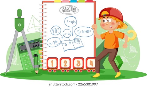 Ilustración de pancartas de Boy with math equation
