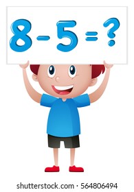 Boy with math problem sign illustration