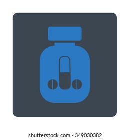 Boy Medicine vector icon. Style is flat rounded square button, smooth blue colors, white background.
