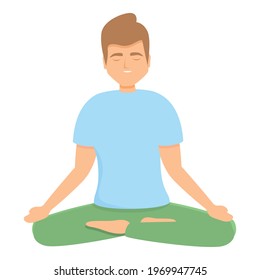 Boy meditation icon. Cartoon of Boy meditation vector icon for web design isolated on white background