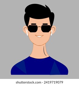 Boy or Men Character Vector Illustration, Model, Avatar, Flat Graphic Design Art Work. Using for Business or Project Purpose Work for different kind of place. isolated gray color background. 