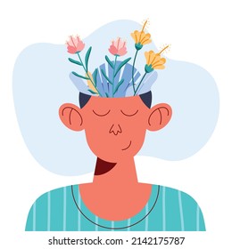 boy mental health with flowers