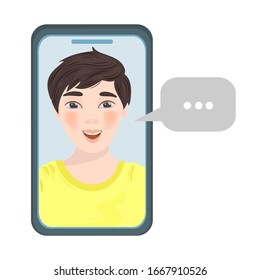 BOY MESSAGE Internet Talking Business Vector Illustration Set