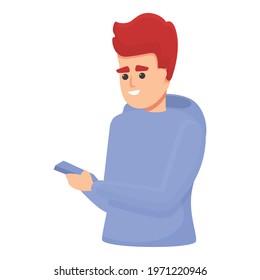 Boy messaging icon. Cartoon of Boy messaging vector icon for web design isolated on white background