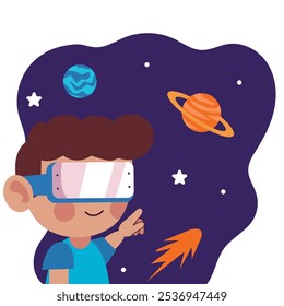 boy in metaverse world isolated