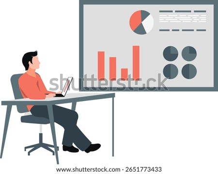 The boy meticulously edits pie graphs in a graphical diagram. He adjusts colors, labels, and proportions with precision and creativity, ensuring clarity and impact in his visual representations.