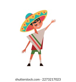 boy with mexican clothes icon isolated