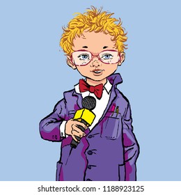 The boy with the microphone. Future profession. future journalist.