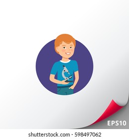 Boy with microscope