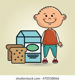 boy milk bread food vector illustration graphic