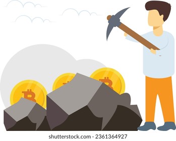 The boy is mining bitcoin.