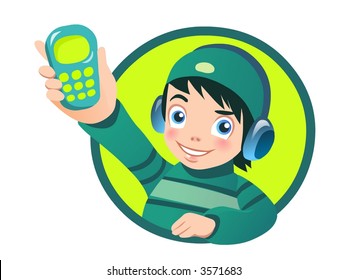 Boy with a mobile phone