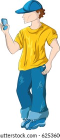 boy with a mobile phone. No gradient