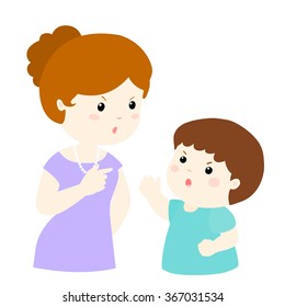 Boy Mom Arguing On White Background Stock Vector (royalty Free 