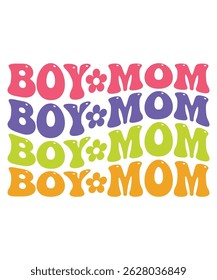 Boy mom Trendy Retro Mom groovy Bundle, Funny Mom Shirt wavy, Retro mama hippie, Mom 70s, mama groovy, Groovy wavy, Mama wavy text groovy