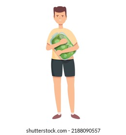 Boy With Money Jar Icon Cartoon Vector. Kid Finance. Child Bank