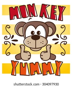 Boy monkey giving thumbs up for the yummy vector.