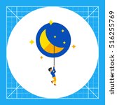 Boy and Moon Vector Icon