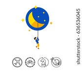 Boy and Moon Vector Icon