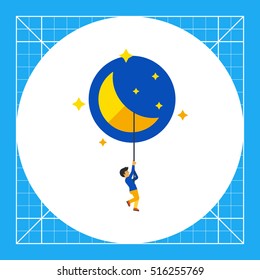 Boy and Moon Vector Icon