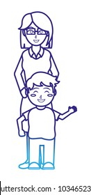 Boy and mother cartoon design