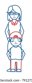 Boy and mother cartoon design