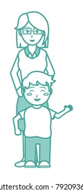 Boy and mother cartoon design