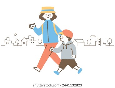 Boy and mother going out with hat on_Colors