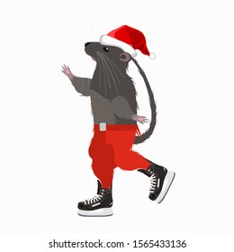 Boy mouse ice skating isolated