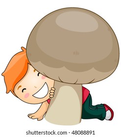 Boy and Mushroom - Vector