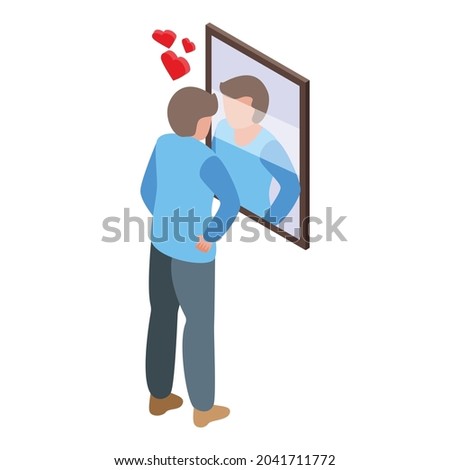 Boy narcissism icon isometric vector. Selfish ego. People mirror