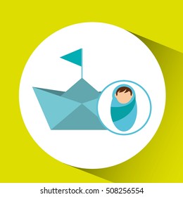 boy newborn wrap paper ship design vector illustration eps 10