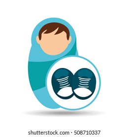 boy newborn wrap shoes design vector illustration eps 10