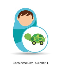 boy newborn wrap tortoise toy design vector illustration eps 10