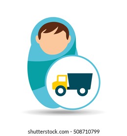 boy newborn wrap truck toy design vector illustration eps 10