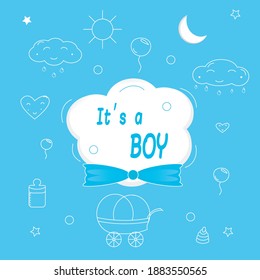 It is a boy, a nice Baby shower announcement card