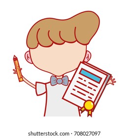 boy with notebook and hairstyle design