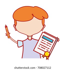 boy with notebook and hairstyle design