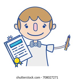 boy with notebook and hairstyle design