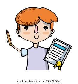 boy with notebook and hairstyle design
