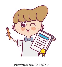 boy with notebook and hairstyle design