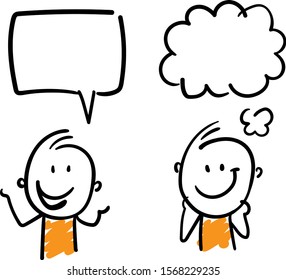 boy and boy office workers having conversat, talking with speech bubbles about anything. Hand drawn doodle line art cartoon design character - isolated vector illustration outline of gay couple