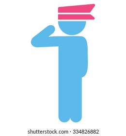 Boy Officer vector icon. Style is bicolor flat symbol, pink and blue colors, rounded angles, white background.